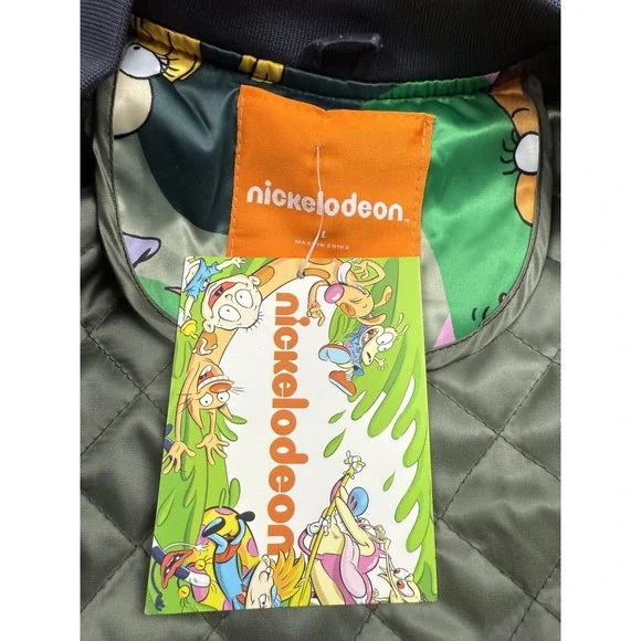 Nickelodeon Rugrats Jacket‎ Mens Large Camo Cartoon Bomber Quilted 90s Style New